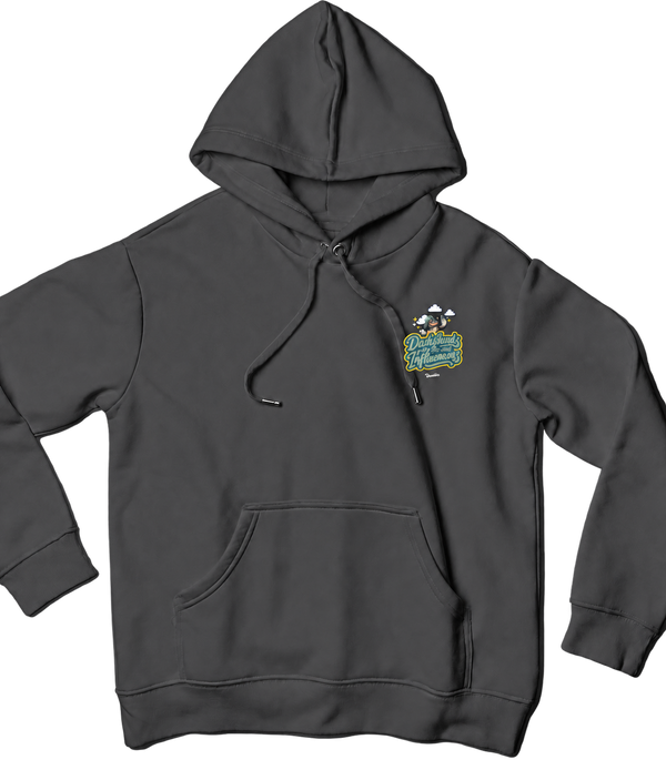 Iron Grey Saucisse Dachshunds Are the New Influencers unisex hoodie, front view with smaller left-chest print