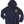 Front of the Saucisse Long Walk Sundays hoodie in Navy with a small yellow chest print