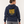 Woman wearing the Saucisse Long Walk Sundays, Fuel Your Mondays hoodie in Navy, shown from the back in a studio.