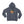 Saucisse Unzipped long-haired unisex hoodie in Mineral Grey, front view showing a long-haired dachshund in a green cap and sunglasses emerging from a printed zip.