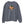 Saucisse Unzipped long-haired unisex sweater in Mineral Grey, front view showing a long-haired dachshund in a green cap and sunglasses emerging from a printed zip.