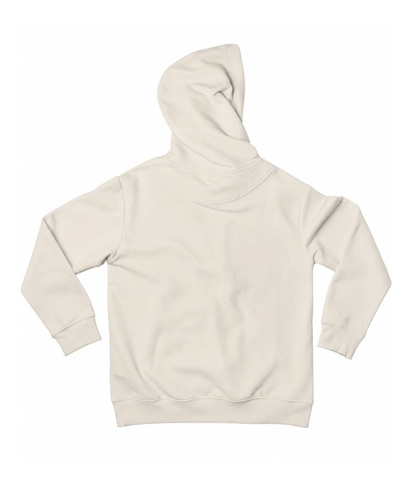 Plain rear view of the Ivory Saucisse Unzipped Short Haired unisex hoodie, showing its shape and fabric with no back print.