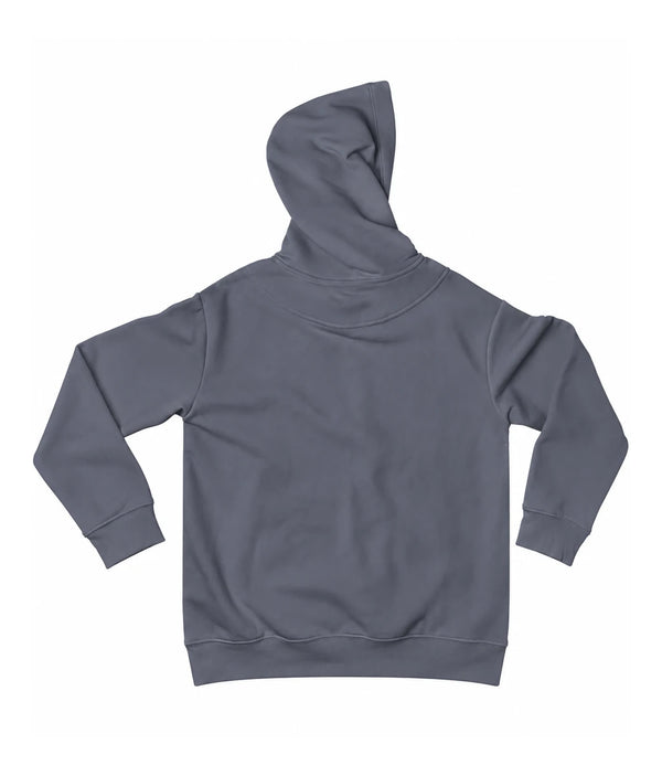 Plain rear view of the Mineral Grey Saucisse Unzipped Short Haired unisex hoodie, showing its shape and fabric with no back print.