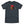 Front view of the India Ink Grey Saucisse Unzipped Short Haired unisex T-shirt, with a dachshund in a red Saucisse bucket hat and sunglasses peeping through an illustrated zip and a red Saucisse signature.