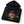 Folded Saucisse Unzipped wire-haired unisex hoodie in Black, showing the dachshund, navy bucket hat and printed zip artwork.