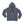Front of the Saucisse Unzipped wire-haired unisex hoodie in Mineral Grey, with a navy-hat dachshund, printed silver zip and gold Saucisse signature.