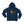 Front of the Saucisse Unzipped wire-haired unisex hoodie in Peacock Blue, with a navy-hat dachshund, printed silver zip and gold Saucisse signature.