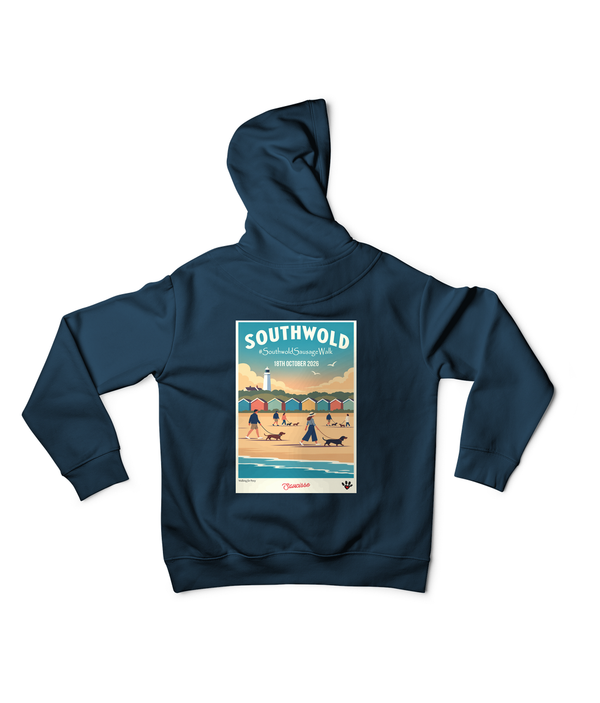 Southwold Sausage Dog Walk 2026 limited edition unisex hoodie back in Peacock Blue