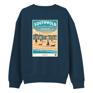 Southwold Sausage Dog Walk 2026 limited edition unisex sweater back in Peacock Blue